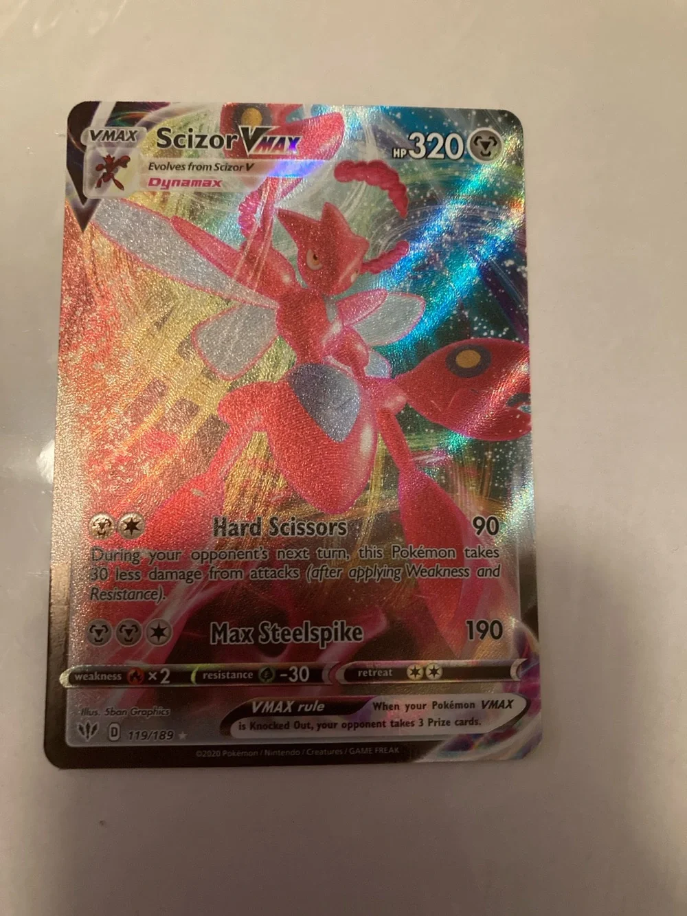 Pokemon Scizor VMAX Holo Card - Red, Silver, Pink, Black